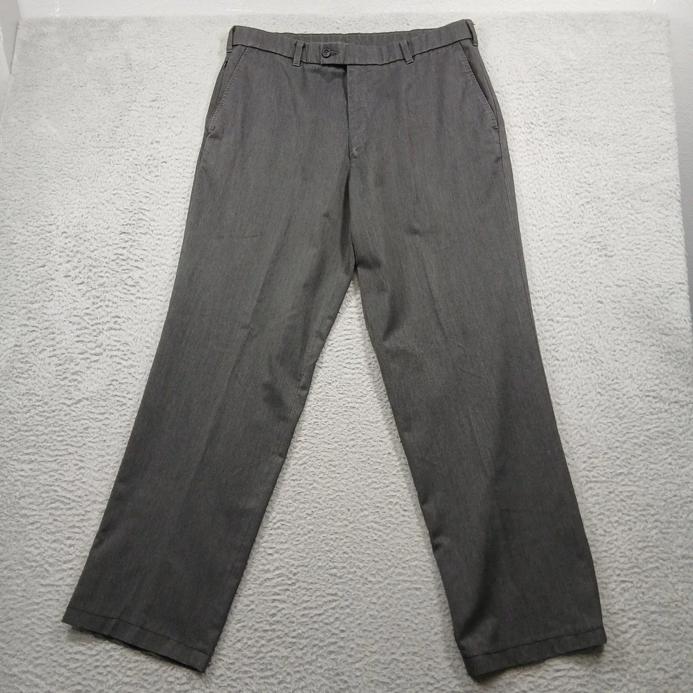 Dockers Collection Dress Pants Mens 36x32 Gray Flat Front Relaxed‎ Fit Stretch